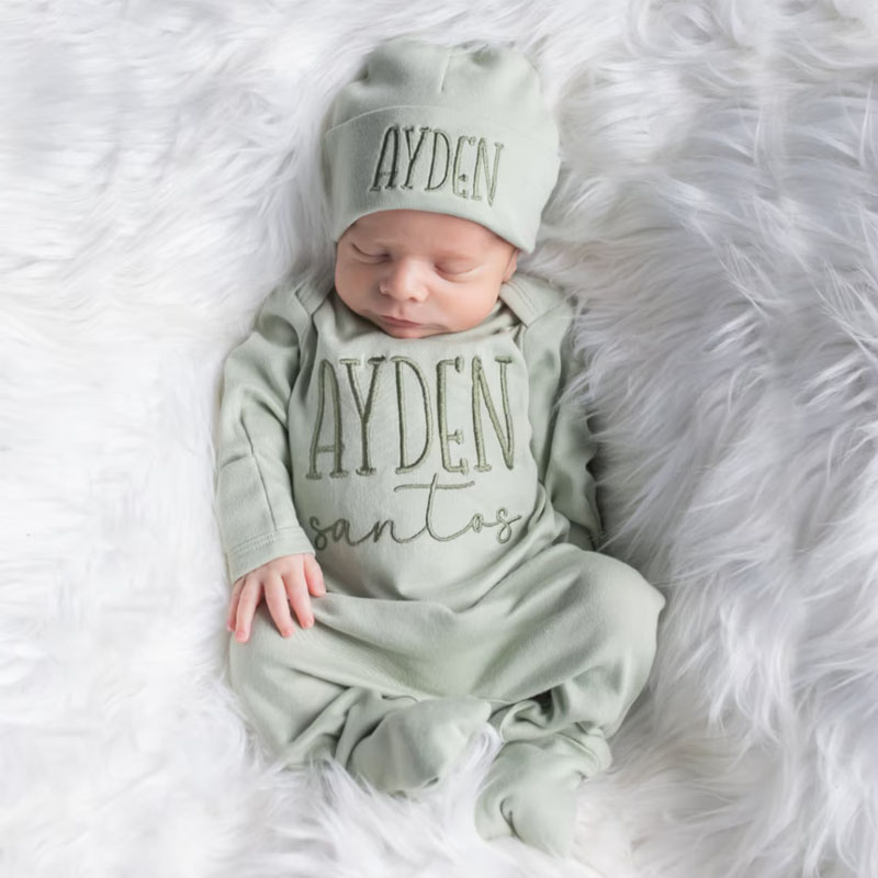 Embroidery Baby Boy Coming Home Outfit Set
