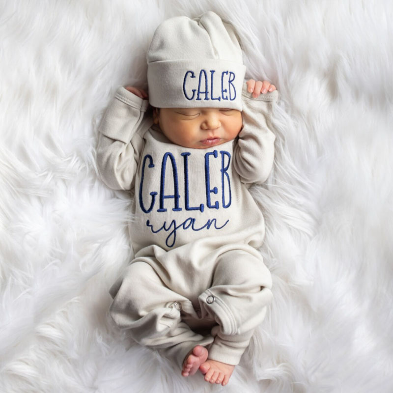 Embroidery Baby Boy Coming Home Outfit Set