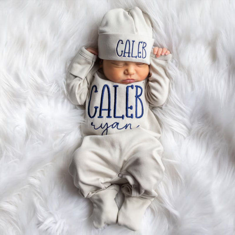 Embroidery Baby Boy Coming Home Outfit Set
