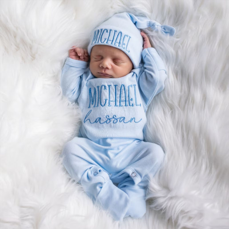 Embroidery Baby Boy Coming Home Outfit Set
