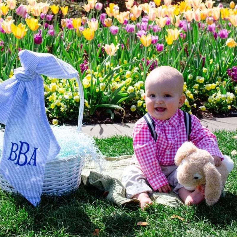 Embroidery Monogram Newborn Seersucker Swaddle Personalized Swaddle  