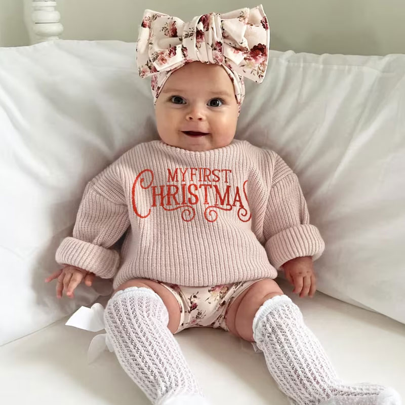 First Christmas Baby Sweater Unisex Girl or Boy Christmas Outfit