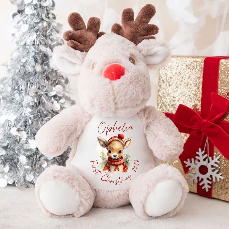 First Christmas Gift Teddy Reindeer Baby Soft Toy