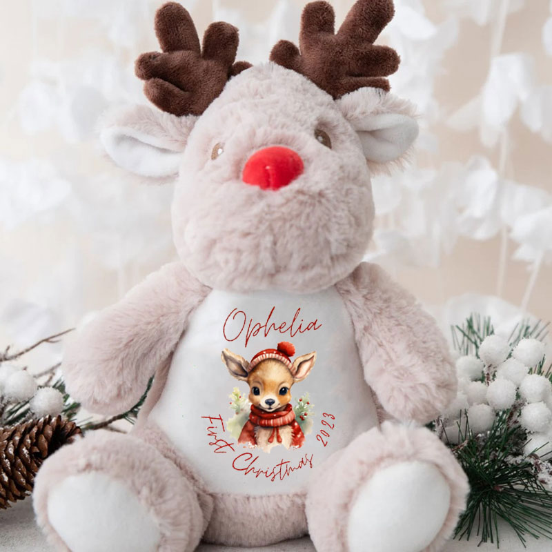 First Christmas Gift Teddy Reindeer Baby Soft Toy