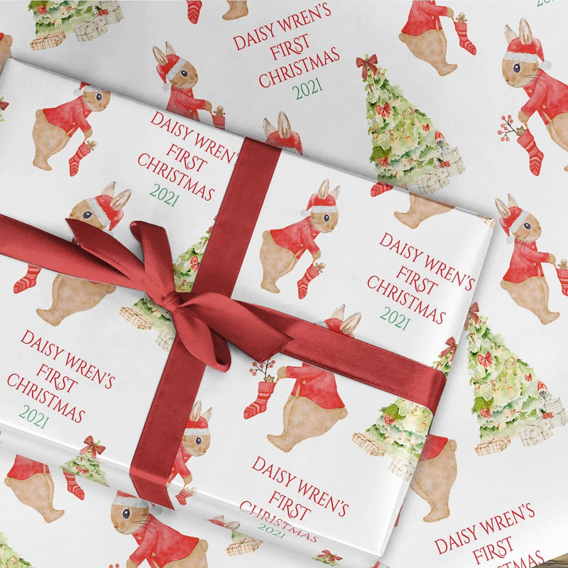 First Christmas Wrapping Paper Personalised