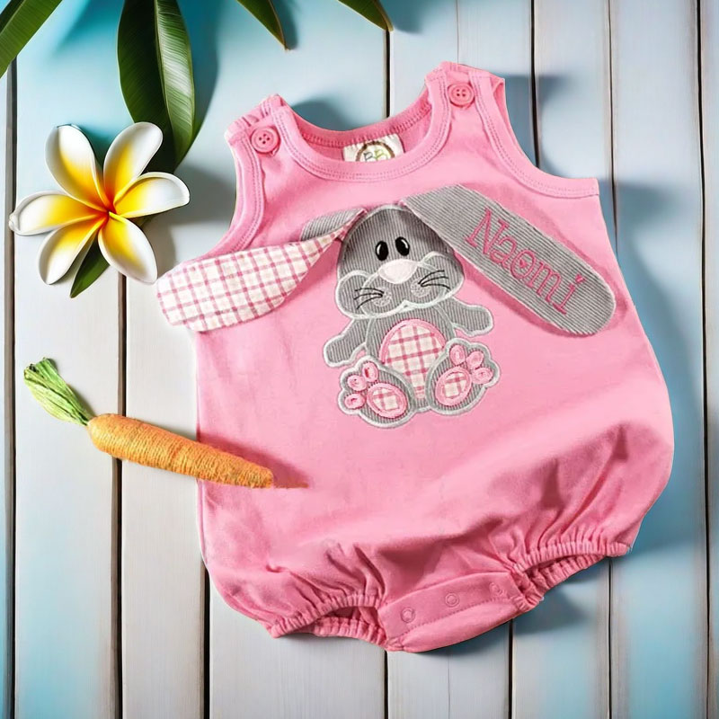 Floppy Eared Bunny Bubble Baby Easter Party Outfit