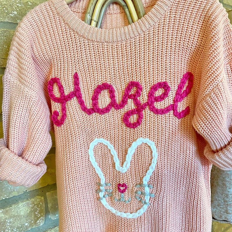 Girls Easter Bunny Personalized Baby Toddler Sweater