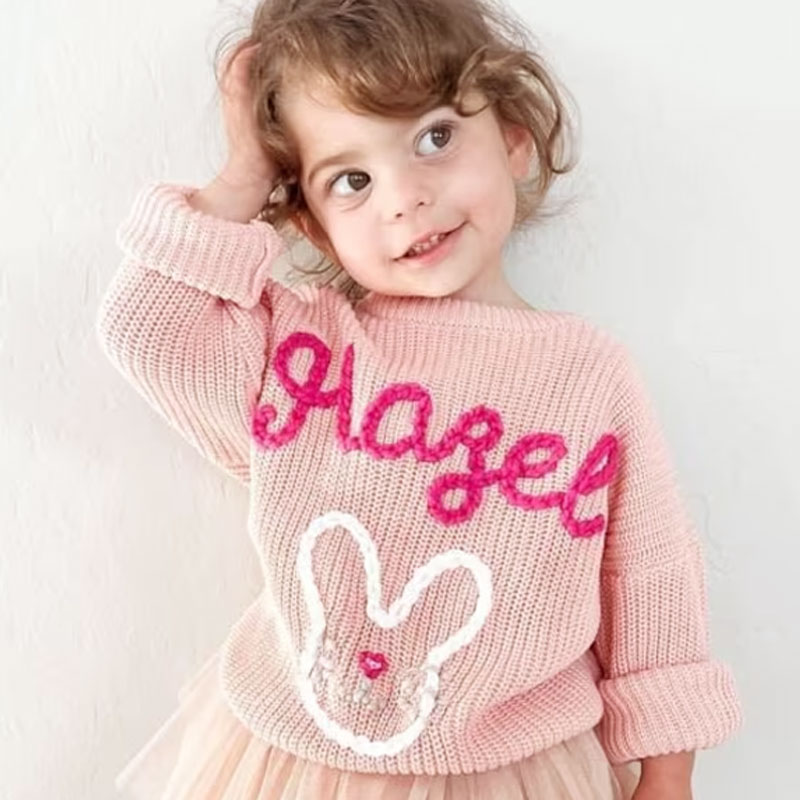 Girls Easter Bunny Personalized Baby Toddler Sweater