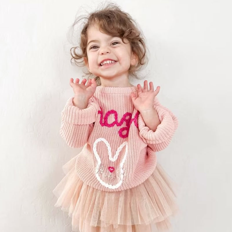 Girls Easter Bunny Personalized Baby Toddler Sweater