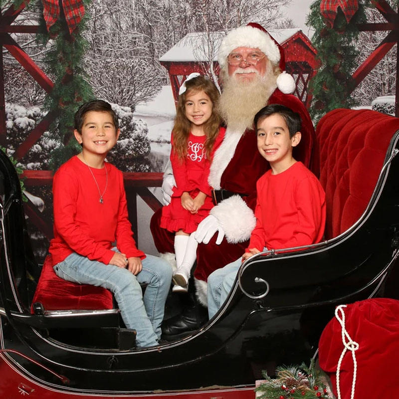 Girls Monogram Christmas Red Long Sleeve Dress