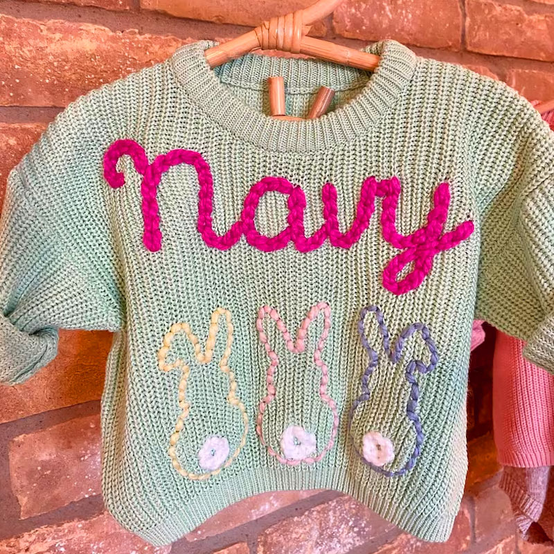 Girls Pastel Easter Bunnies Baby Sweater