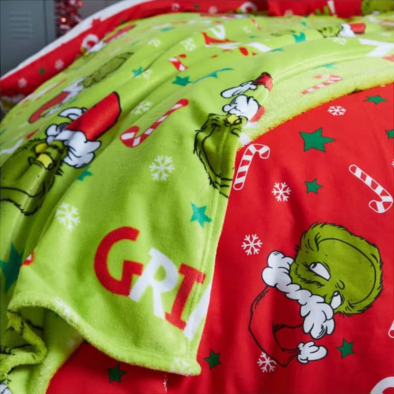Grinch Supersoft Fleece Throw Blanket Merry Grinchmas Ideal