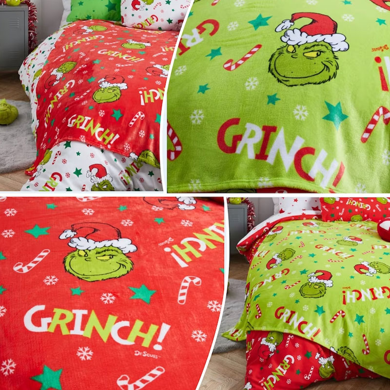 Grinch Supersoft Fleece Throw Blanket Merry Grinchmas Ideal
