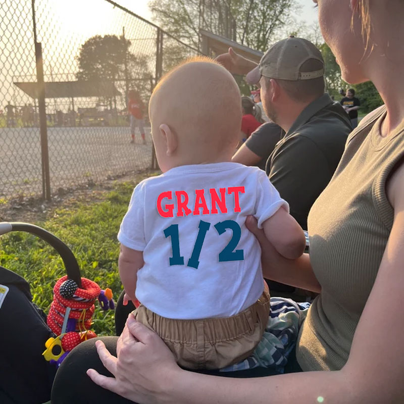 Half Way To One Birthday Baseball Bodysuit