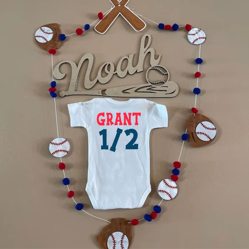 Half Way To One Birthday Baseball Bodysuit