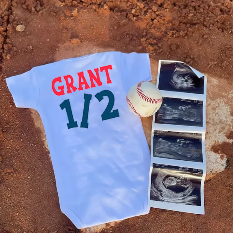 Half Way To One Birthday Baseball Bodysuit