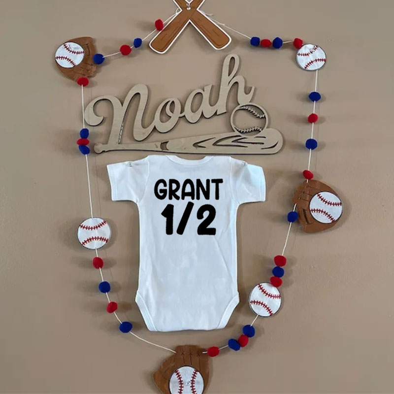 Half Way To One Birthday Football Bodysuit