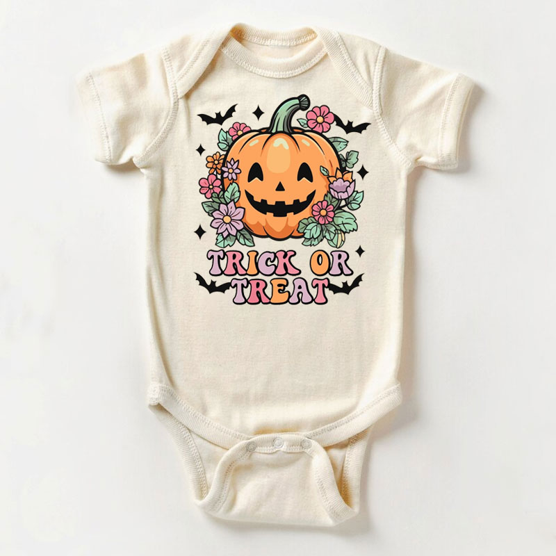 Halloween retro vibes baby bodysuit trick or treat