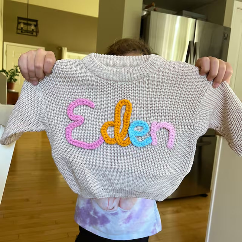 Hand Embroidered Baby Knit Sweater