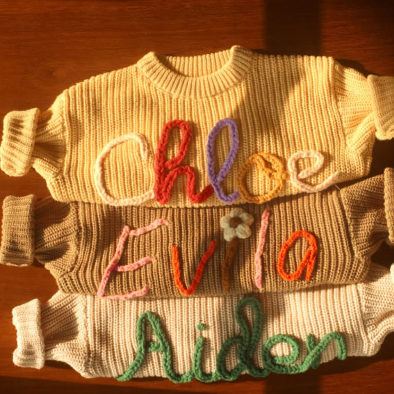 Hand Embroidered Baby Knit Sweater