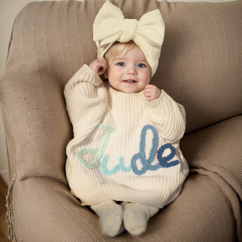 Hand Embroidered Baby Knit Sweater