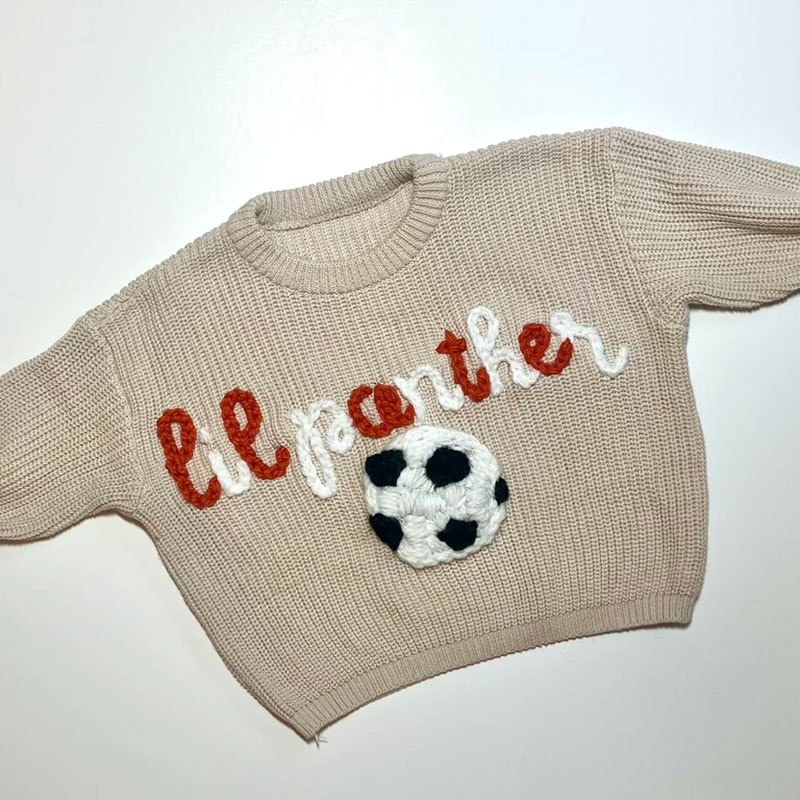 Hand Embroidered Soccer Football Sweater Baby and Toddler Gift