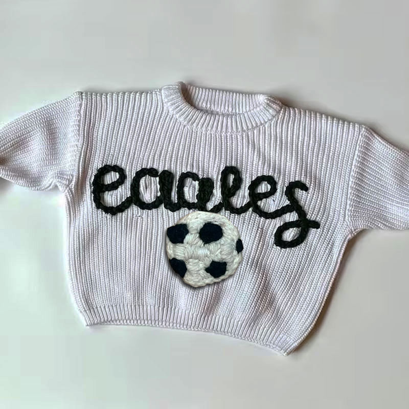 Hand Embroidered Soccer Football Sweater Baby and Toddler Gift