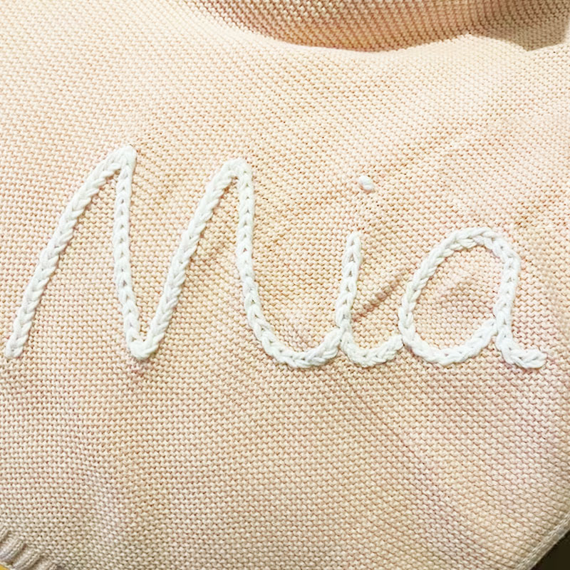 Hand Embroidered Knit Baby Blanket With Name