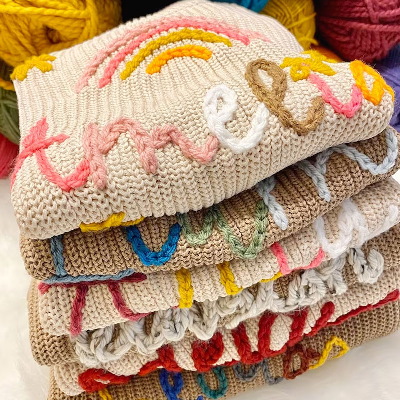 Hand Embroidered Oversized Personalized Baby Name Sweaters
