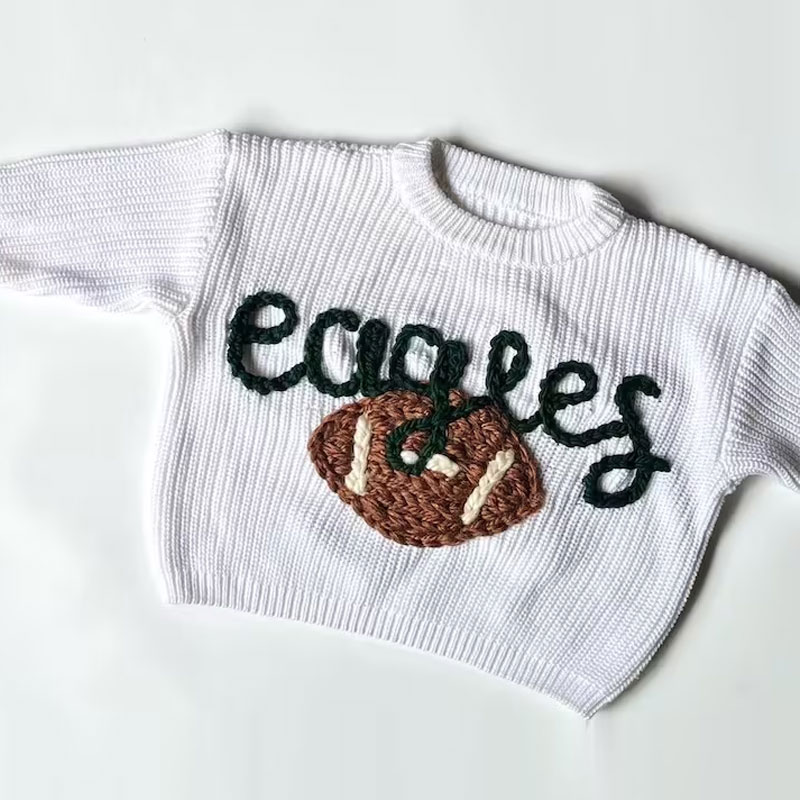 Hand Embroidered Soccer Football Sweater Baby and Toddler Gift