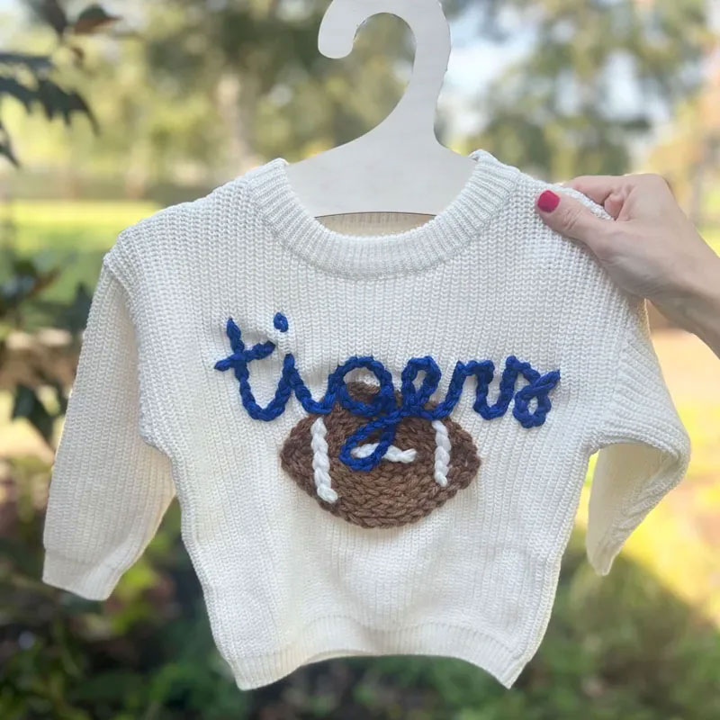 Hand Embroidered Sports Team Baby and Toddler Sweater