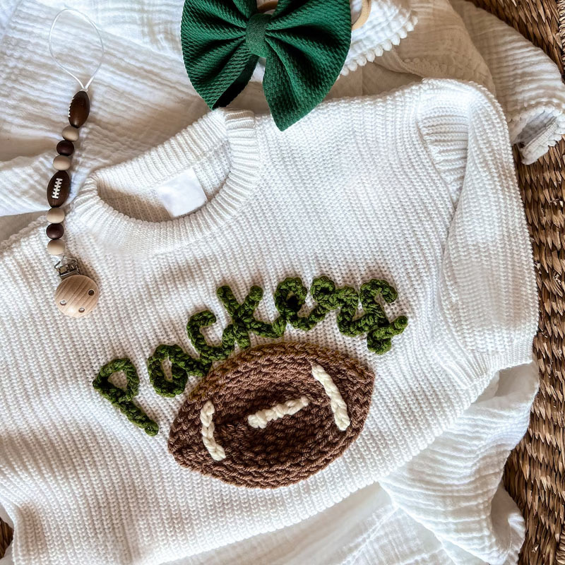 Hand Embroidered Sports Team Baby and Toddler Sweater