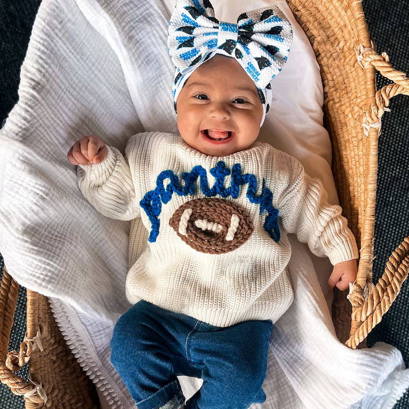 Hand Embroidered Sports Team Baby and Toddler Sweater