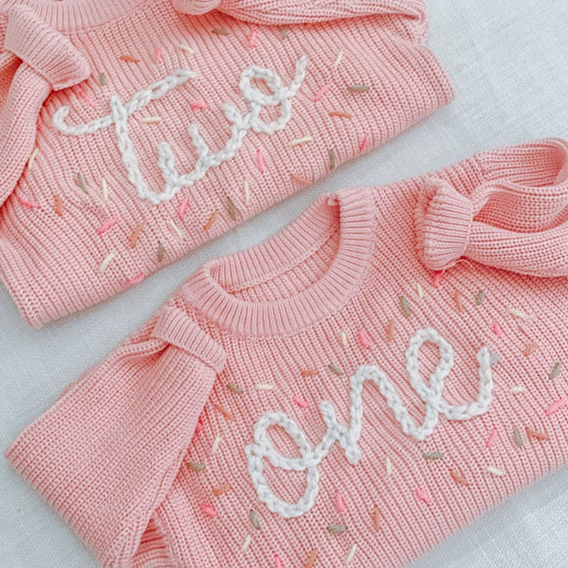 Hand embroidered One Sweater First Birthday