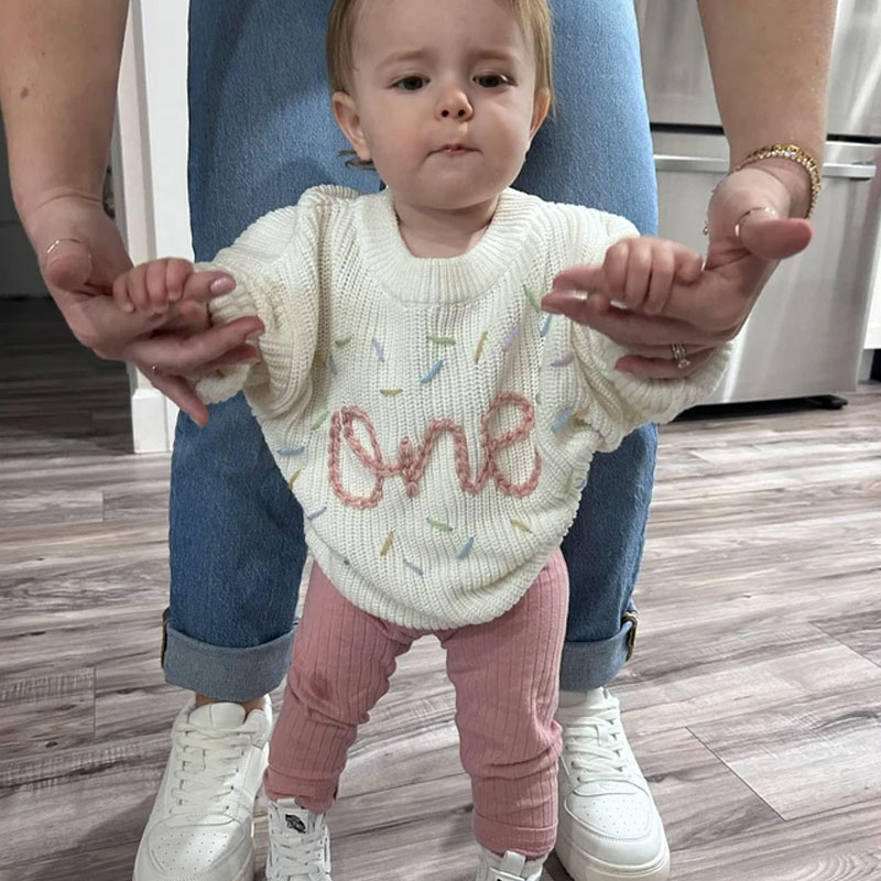 Hand embroidered One Sweater First Birthday