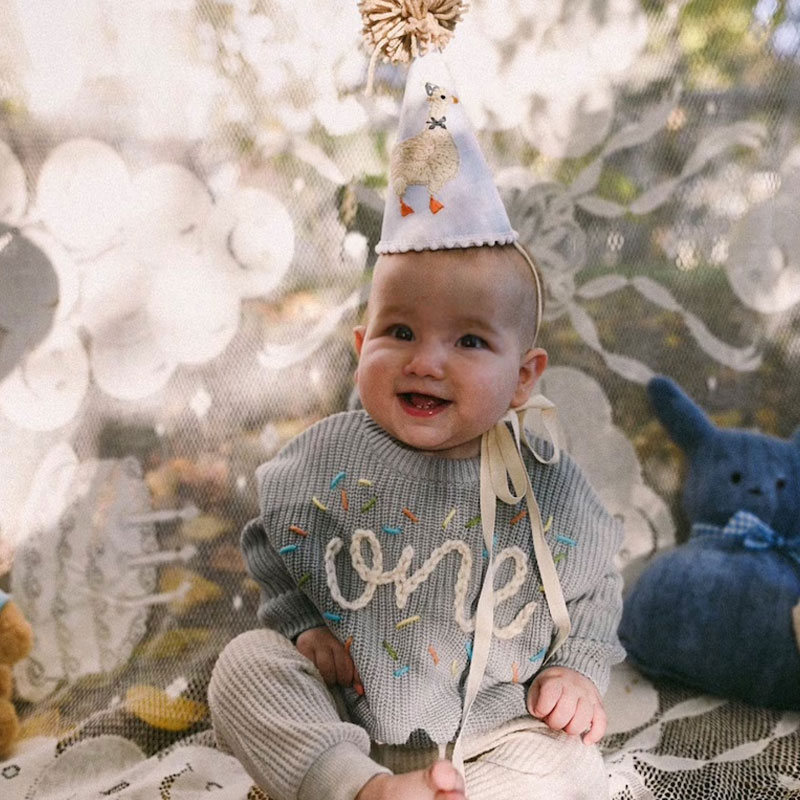 Hand embroidered One Sweater First Birthday