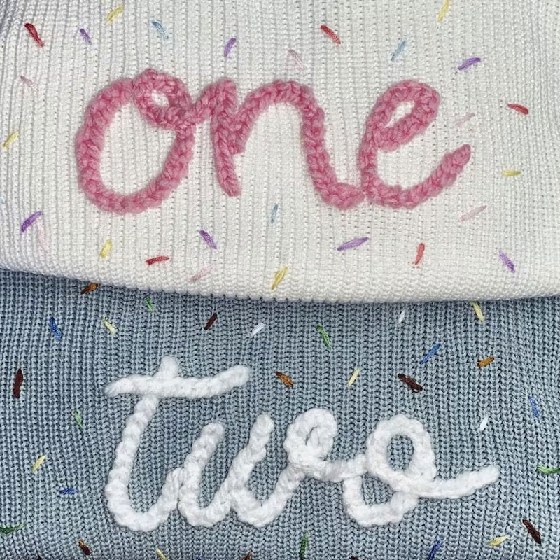 Hand embroidered One Sweater First Birthday