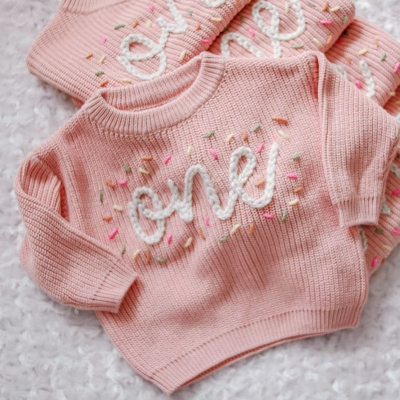 Hand embroidered One Sweater First Birthday