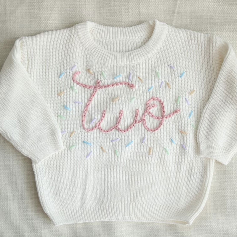 Hand embroidered One Sweater First Birthday