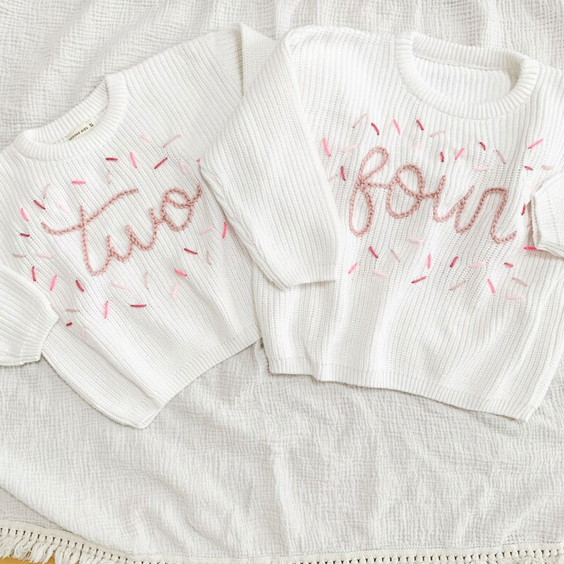 Hand embroidered One Sweater First Birthday