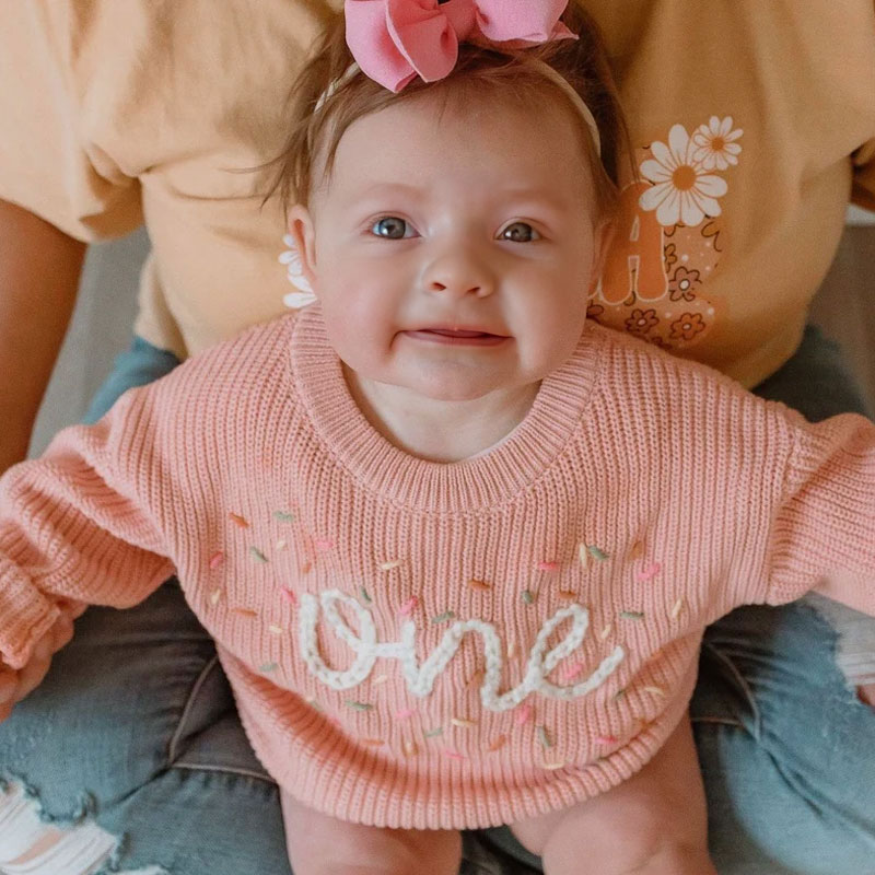 Hand embroidered One Sweater First Birthday