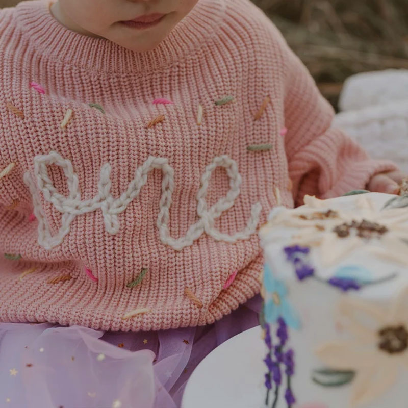 Hand embroidered One Sweater First Birthday
