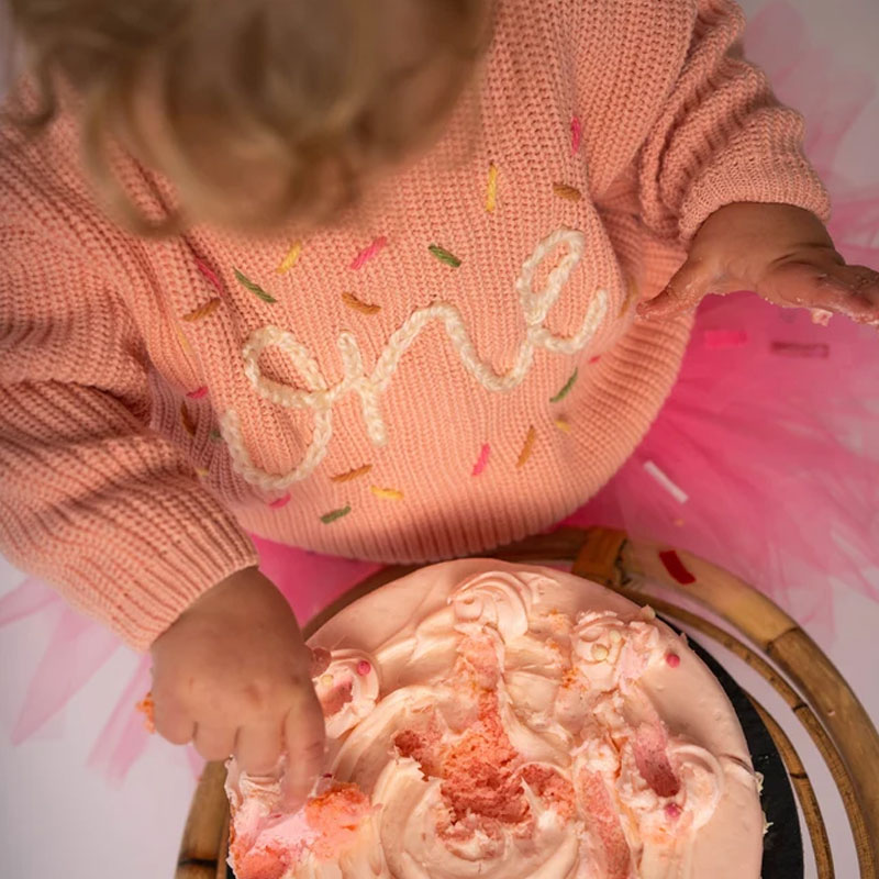 Hand embroidered One Sweater First Birthday