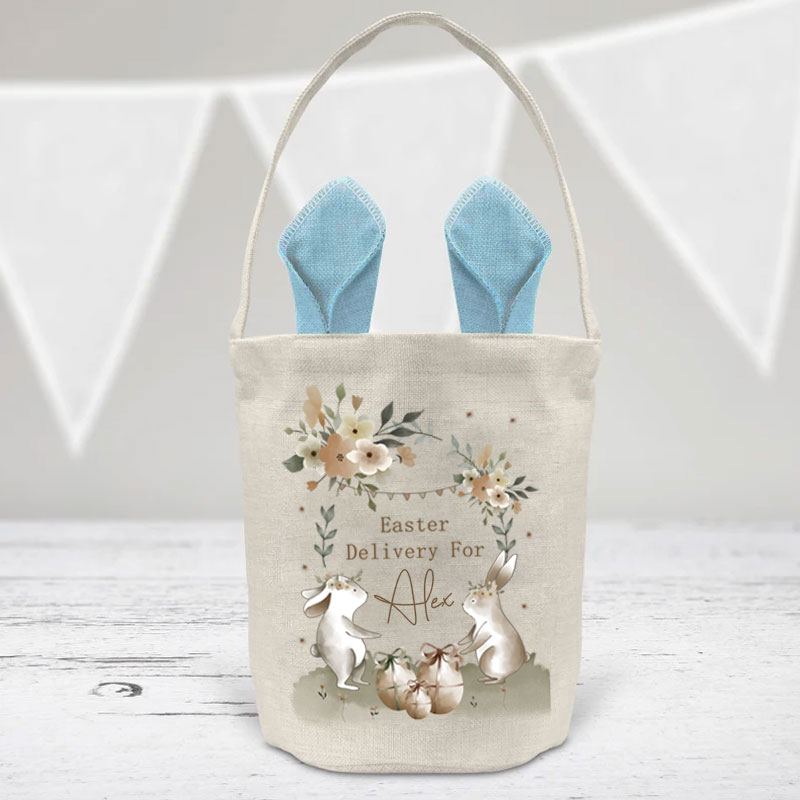 Happy Easter Bunny Tote Bag Kids Easter Basket