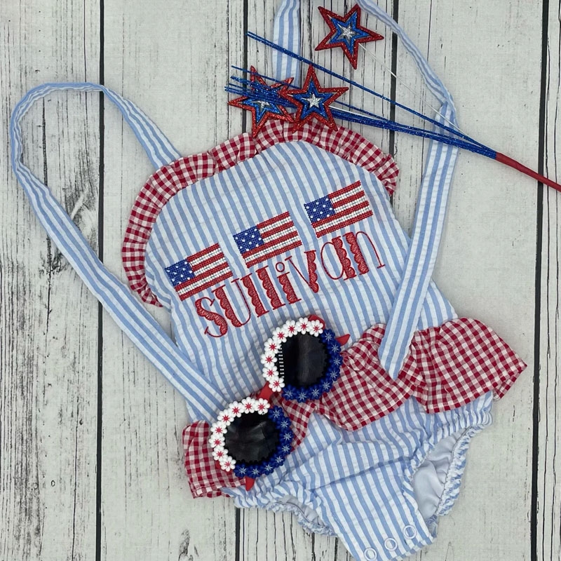 Independence Day Patriotic One Piece Kid's Bathing Suit 