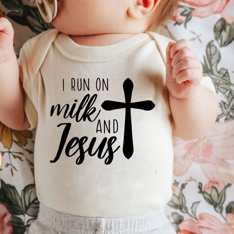 Jesus and Milk Baby Bodysuit Christian Onesie