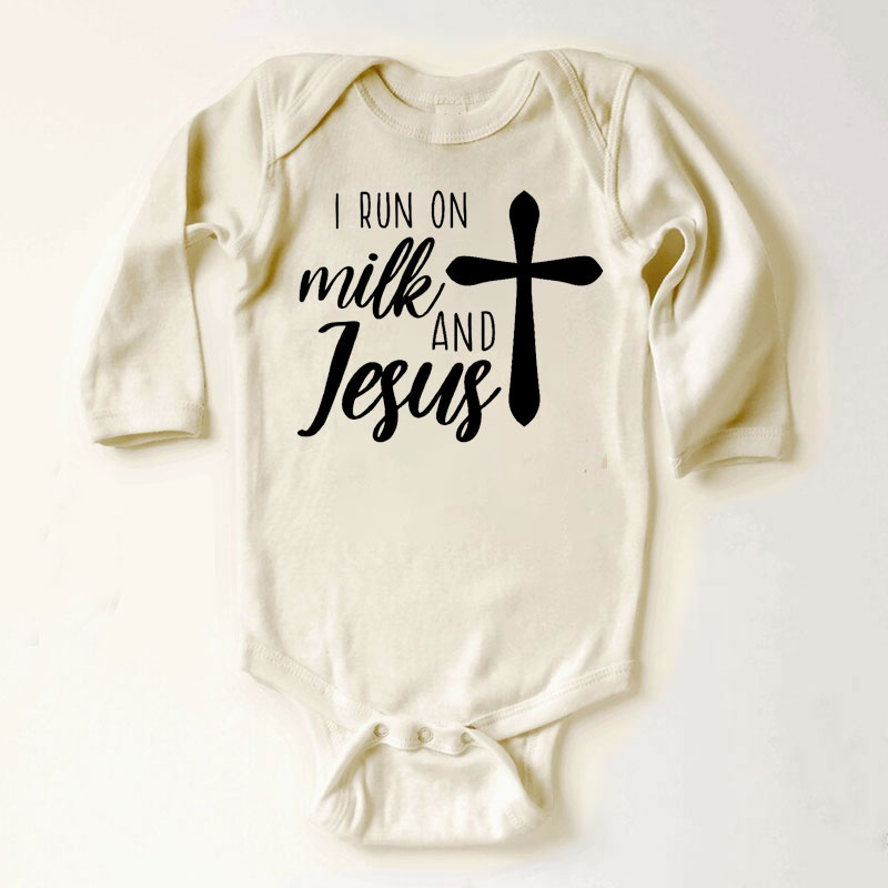 Jesus and Milk Baby Bodysuit Christian Onesie