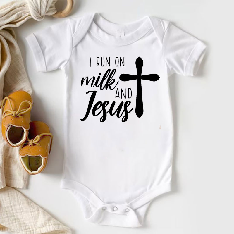 Jesus and Milk Baby Bodysuit Christian Onesie
