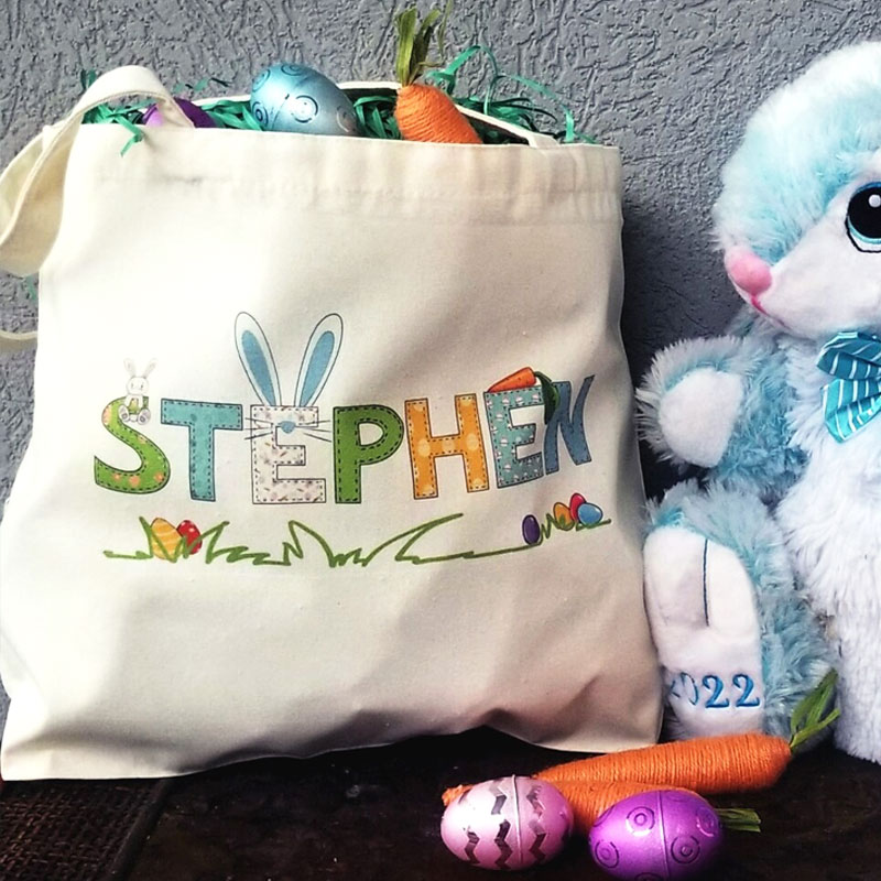 Kids Easter Tote Easter Eggs Hunting Bag