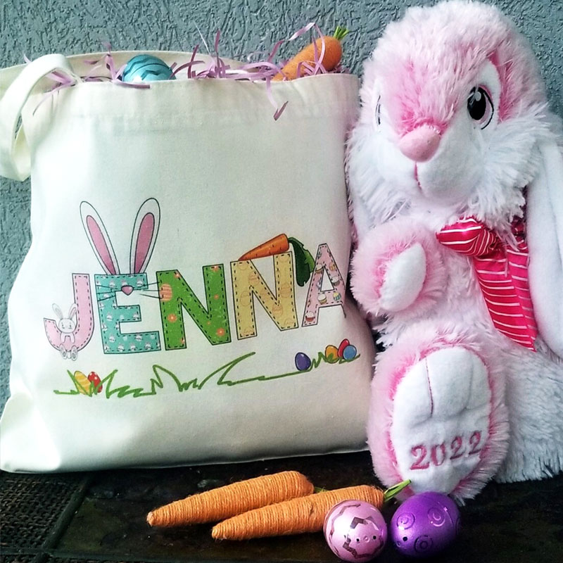 Kids Easter Tote Easter Eggs Hunting Bag